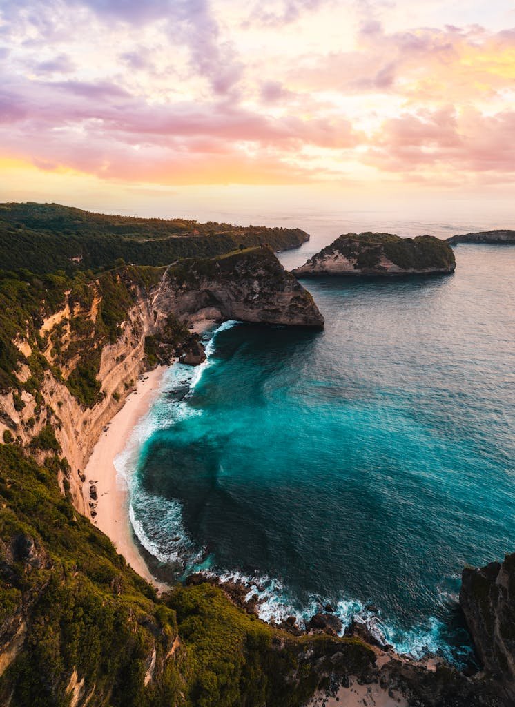 Diamond Beach With Atuh Beach Behind Nusa Penida