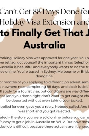 Get a Job for 88 Working Holiday Visa Days